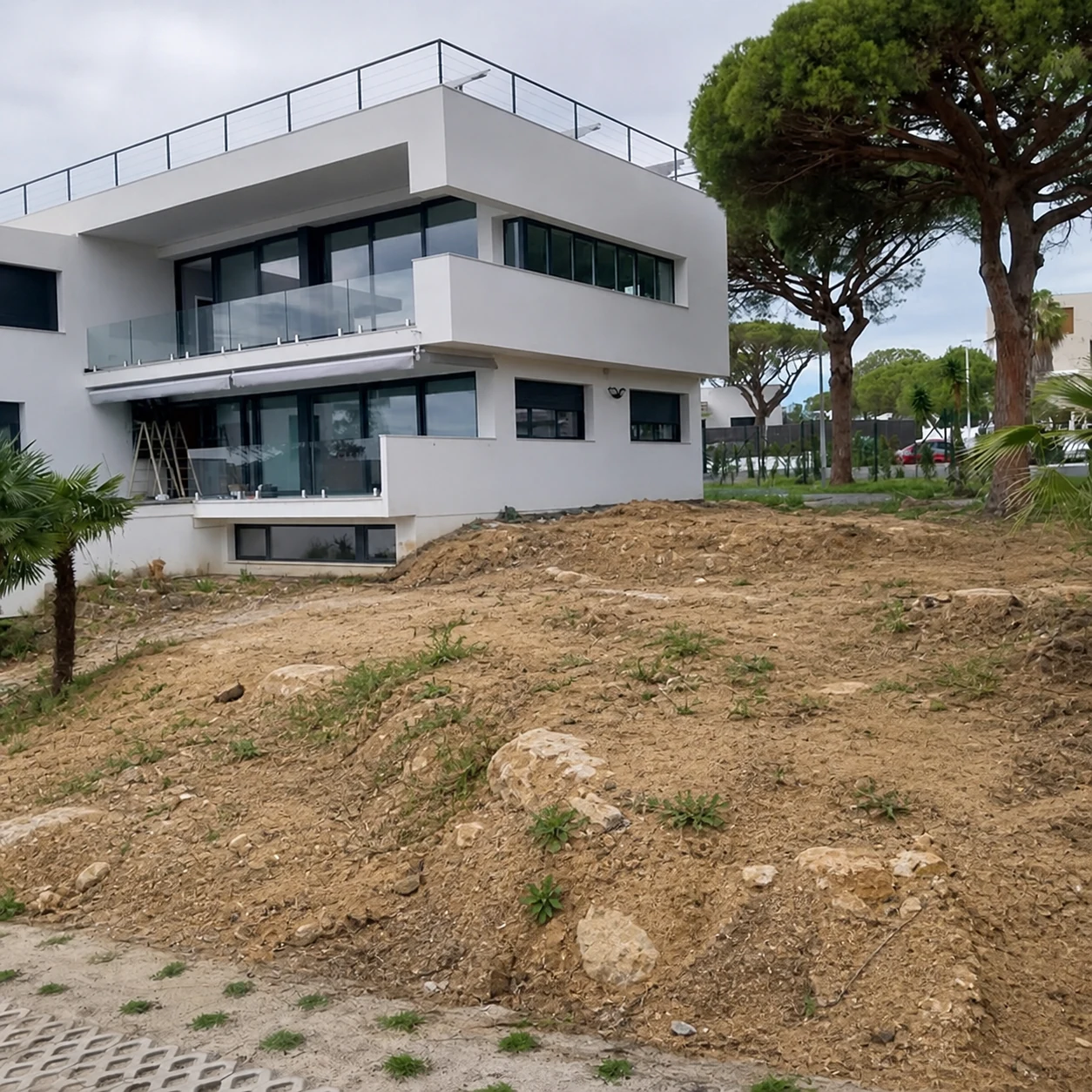 Antes: Jardim mediterrânico em socalcos